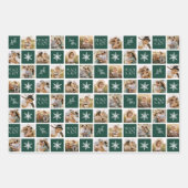 平和と喜びダークグリーンホリデーフォトコラージュ ラッピングペーパーシート (正面)