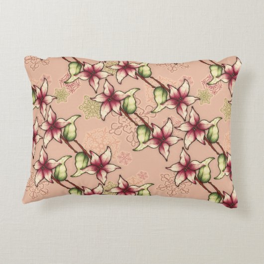 平和と喜びピンクポインセチア・クリスマス アクセントクッション (裏面)