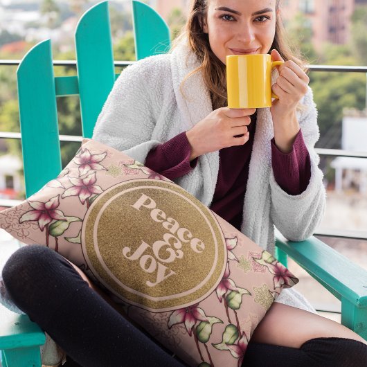 平和と喜びピンクポインセチア・クリスマス アクセントクッション