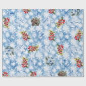 平和と喜びメリークリスマスブルースノーフレーク ラッピングペーパー (フラット)