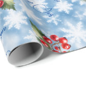 平和と喜びメリークリスマスブルースノーフレーク ラッピングペーパー (ロールコーナー)