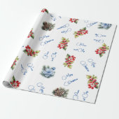 平和と喜びメリークリスマスレッドベリーの白 ラッピングペーパー (アンロールド)