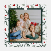 平和と喜び冬の赤い緑のフォトメタル装飾 メタルオーナメント (裏面)