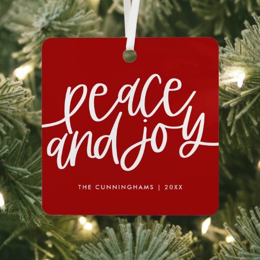 平和と喜び冬の赤い緑のフォトメタル装飾 メタルオーナメント (インサイチュ)