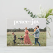 平和と喜び家族の写真クリスマスカード (スタンド正面)