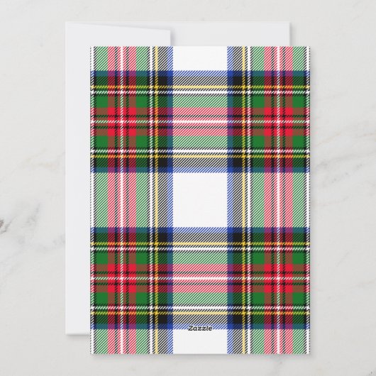 平和と喜び明るいタータンチェックプレイドファミリークリスマス シーズンカード (裏面)