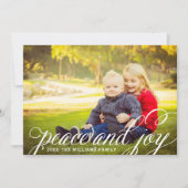 平和と喜び白の手書きスクリプト写真 シーズンカード (正面)