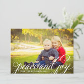 平和と喜び白の手書きスクリプト写真 シーズンカード (スタンド正面)