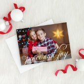 平和と喜び白の手書きスクリプト写真 シーズンカード