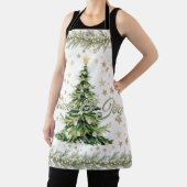 平和と喜び緑のクリスマスツリー エプロン (インサイチュ)