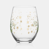 平和と喜び緑のクリスマスツリー ステムなしワイングラス (左)