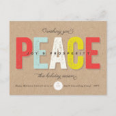 平和と喜び繁栄のタイポグラフィはっきりした事業 シーズンポストカード (正面)
