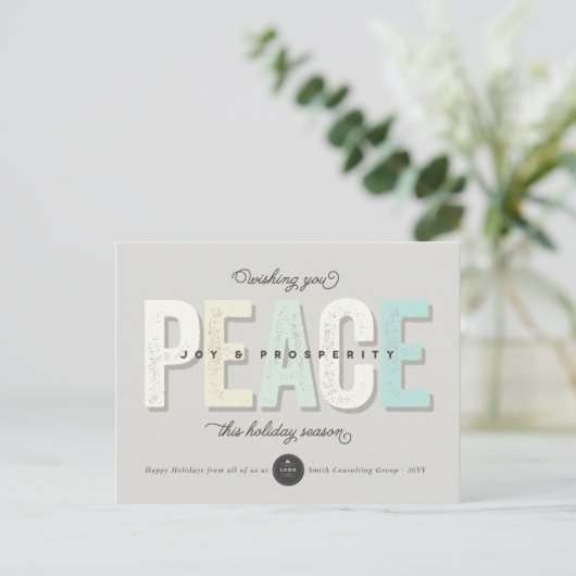 平和と喜び繁栄のタイポグラフィはっきりした事業 シーズンポストカード (スタンド正面)