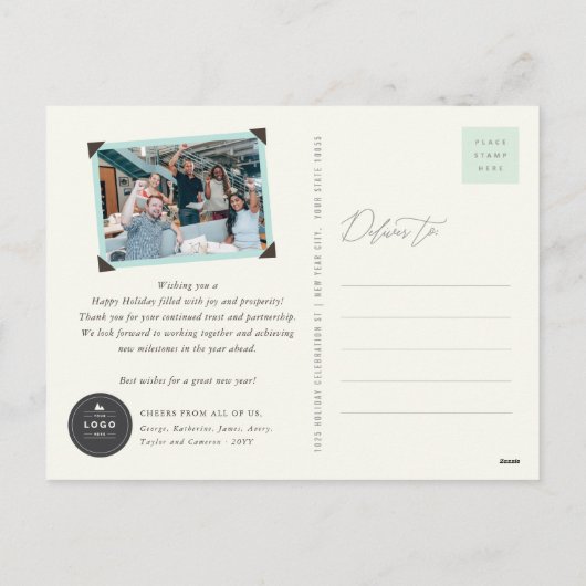 平和と喜び繁栄のタイポグラフィはっきりした事業 シーズンポストカード (裏面)