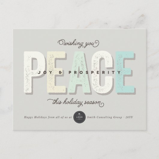 平和と喜び繁栄のタイポグラフィはっきりした事業 シーズンポストカード (正面)