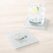 平和と喜び蝶 ガラスコースター (アングル)