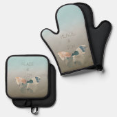 平和と喜び蝶 鍋つかみ&鍋敷きセット (正面/裏面)