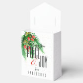 平和と喜び赤い緑の葉クリスマスプレゼント フェイバーボックス (オープン)