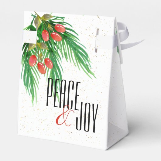 平和と喜び赤い緑の葉クリスマスプレゼント フェイバーボックス (裏面サイド)