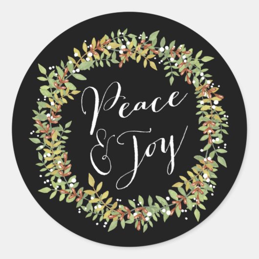 平和と喜び – クリスマスリース ラウンドシール (正面)