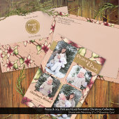 平和と喜び、ピンクと金ゴールドポインセチアの写真 シーズンカード