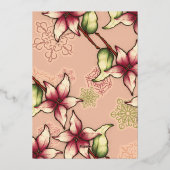 平和と喜び、ピンクと金ゴールドポインセチアの写真 箔シーズンカード (裏面)