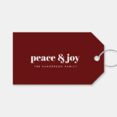 平和と喜び |モダンクリスマスのプレゼント ギフトタグ (正面(横))