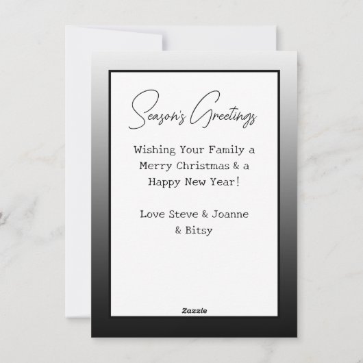 平和と喜び |写真パーソナライズされたクリスマス シーズンカード (裏面)