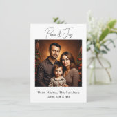 平和と喜び |写真パーソナライズされたクリスマス シーズンカード (スタンド正面)