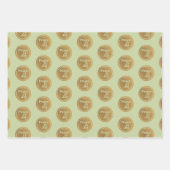 平和と喜び、金ゴールドピンクグリーンブルゴーニュのクリスマス ラッピングペーパーシート (正面2)