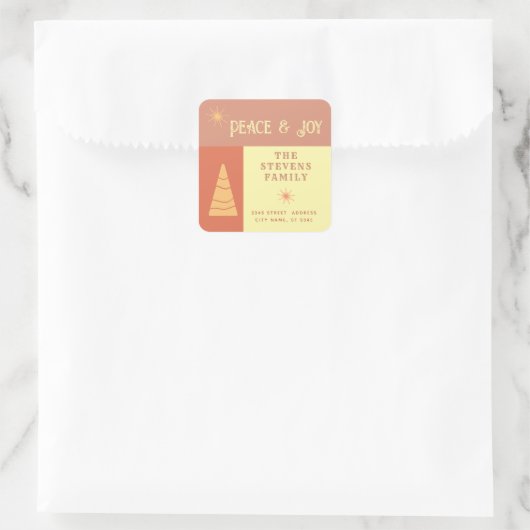 平和と喜びboho明るい色のブロック休日 スクエアシール (バッグ)