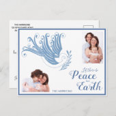平和と地球のハトのクリスマス写真青 シーズンポストカード (正面/裏面)