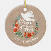 平和と地球の白エレガントい鳩のクリスマス セラミックオーナメント (裏面)