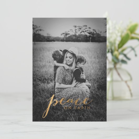 平和と地球家族のフォトクリスマス シーズンカード (スタンド正面)