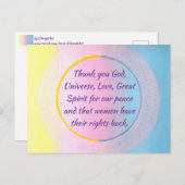 平和と女性の権利に祈りの言葉ありがとう ポストカード (正面/裏面)