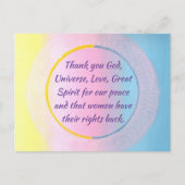 平和と女性の権利に祈りの言葉ありがとう ポストカード (正面)