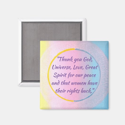 平和と女性の権利に祈りの言葉ありがとう マグネット (正面/裏面)
