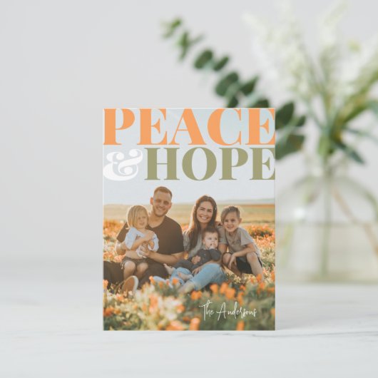 平和と希望のホリデーファミリークリスマスカード シーズンカード (スタンド正面)