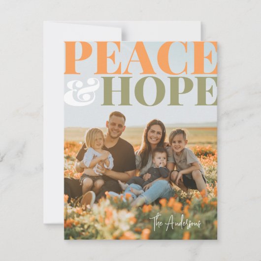 平和と希望のホリデーファミリークリスマスカード シーズンカード (正面)