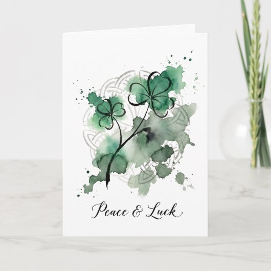 平和と幸運の水彩 シャムロック ケルトノット シーズンカード (正面)