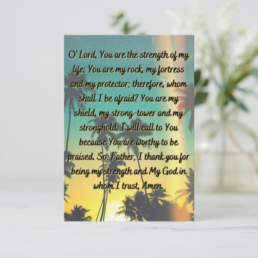 平和と強さのフラットグリーティングカードのための祈りの言葉 カード (スタンド正面)