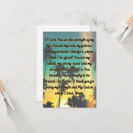 平和と強さのフラットグリーティングカードのための祈りの言葉 カード (正面/裏面インサイチュ)