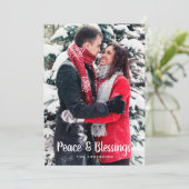 平和と恵み |写真の縦型クリスマス シーズンカード (スタンド正面)