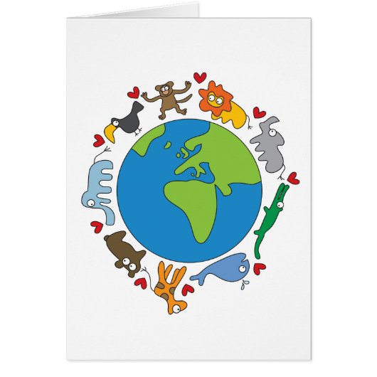 平和と愛かわいい世界のアニメ動物 (正面)