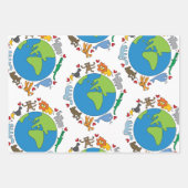 平和と愛かわいい世界のアニメ動物 ラッピングペーパーシート (正面3)