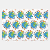平和と愛かわいい世界のアニメ動物 ラッピングペーパーシート (正面2)