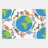 平和と愛かわいい世界のアニメ動物 ラッピングペーパーシート (正面)