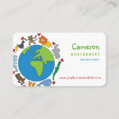 平和と愛かわいい世界のアニメ動物 名刺 (正面)