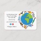 平和と愛かわいい世界のアニメ動物 名刺 (裏面)