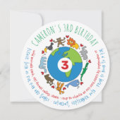 平和と愛かわいい世界のアニメ動物 招待状 (正面)